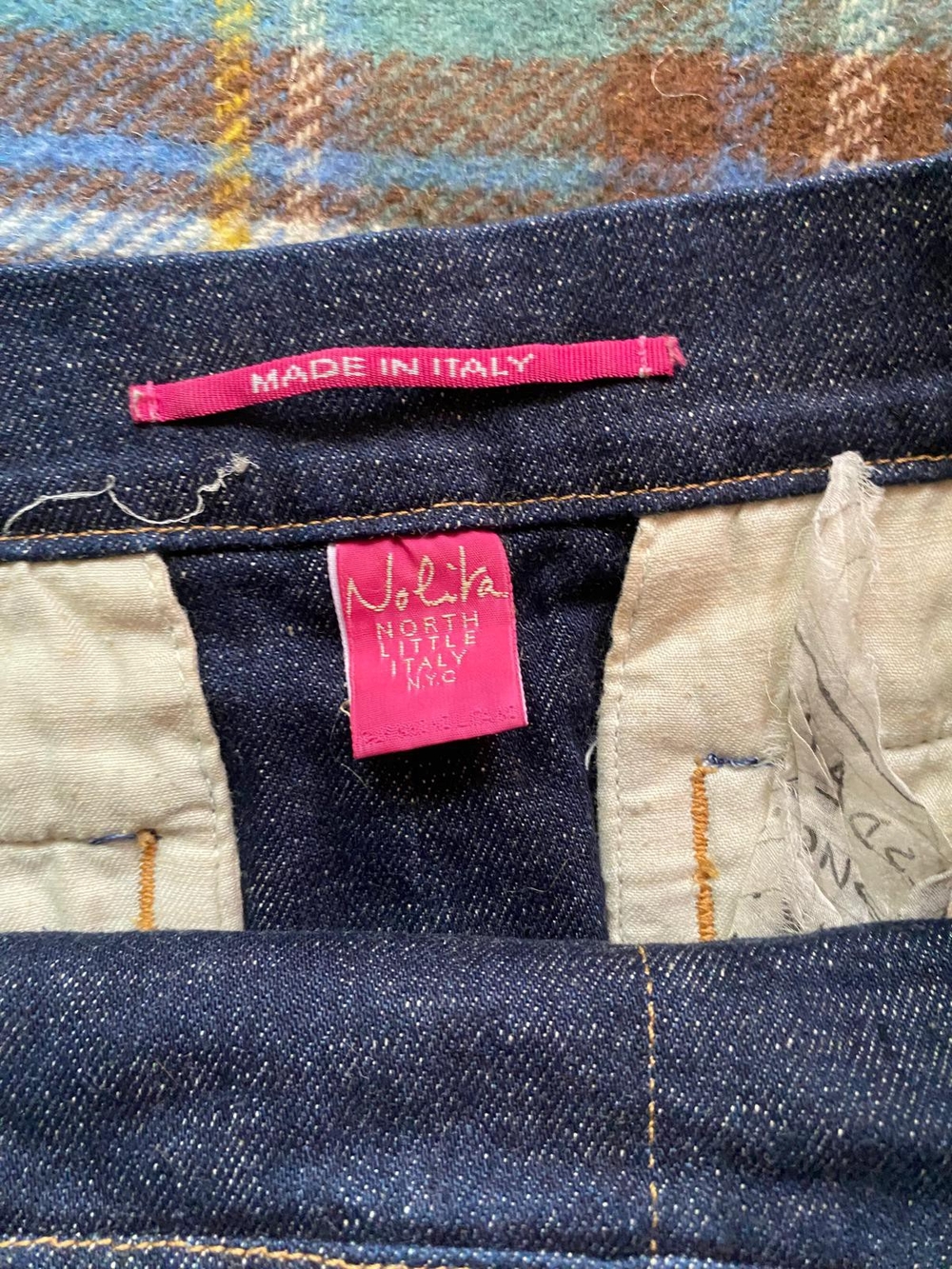 Vintage Nolita Denim Mini Skirt in Neutral Tones - Picture 2 of 6